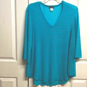 Jordan Taylor Blue V Neck Mid Sleeve Open Knit Bathing Suit Cover Up Size L